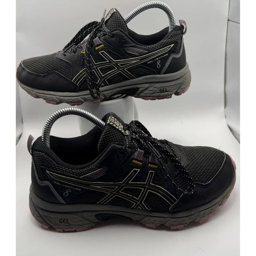 ASICS Gel-Venture 8 Trail Running Shoes Womens 7 Black Pink 1012A708 Good